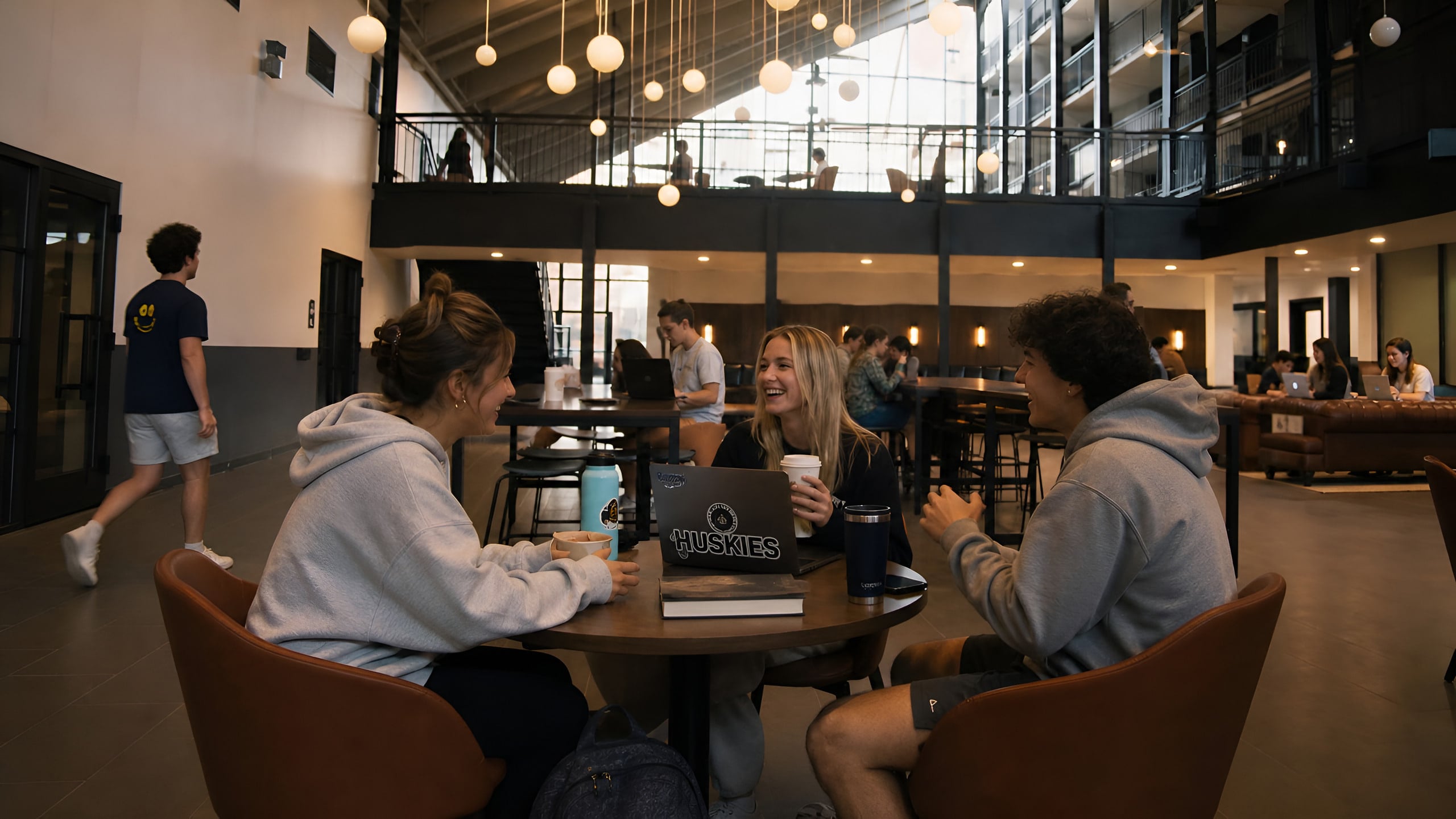 Students working together in a shared lounge