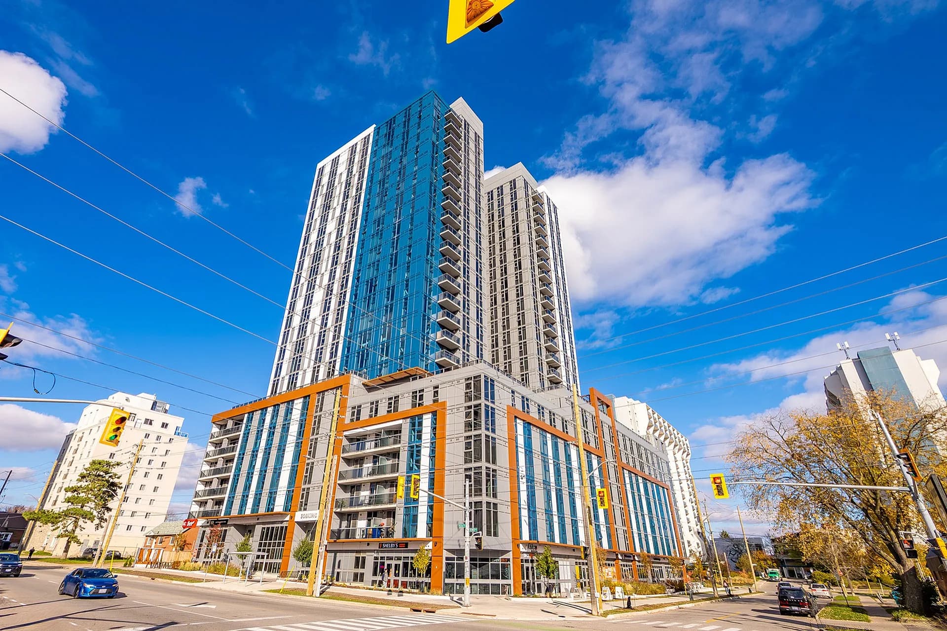 Building exterior with glass facade