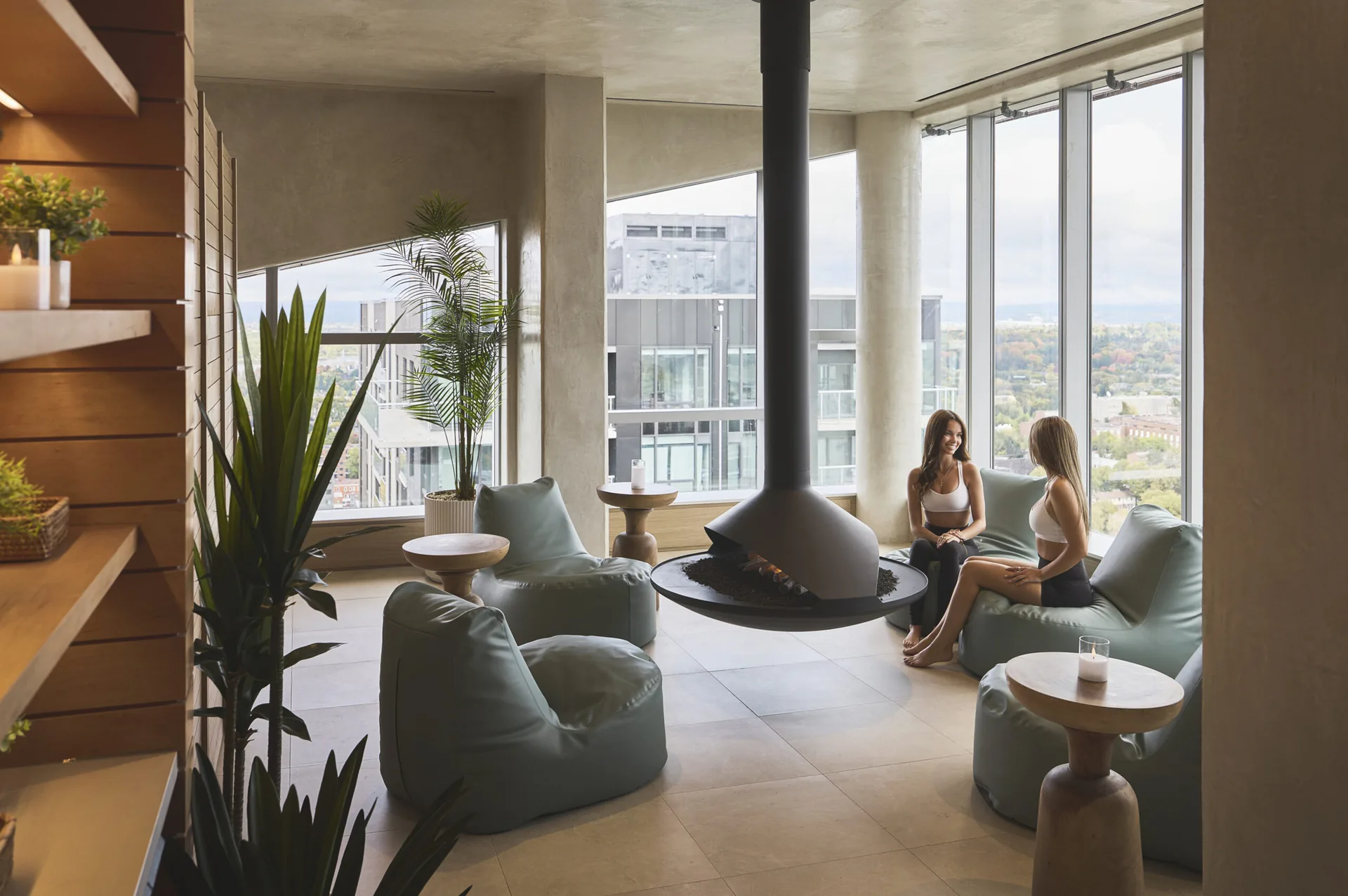 Residents in the sky lounge overlooking downtown Ottawa