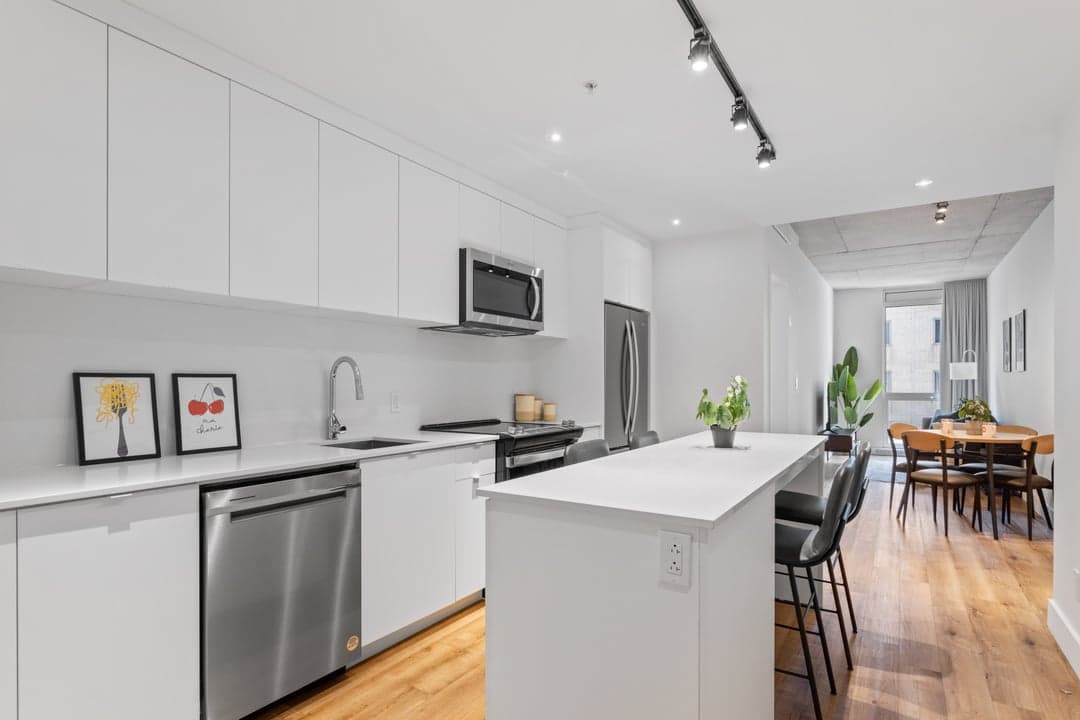 Open-concept suite interior