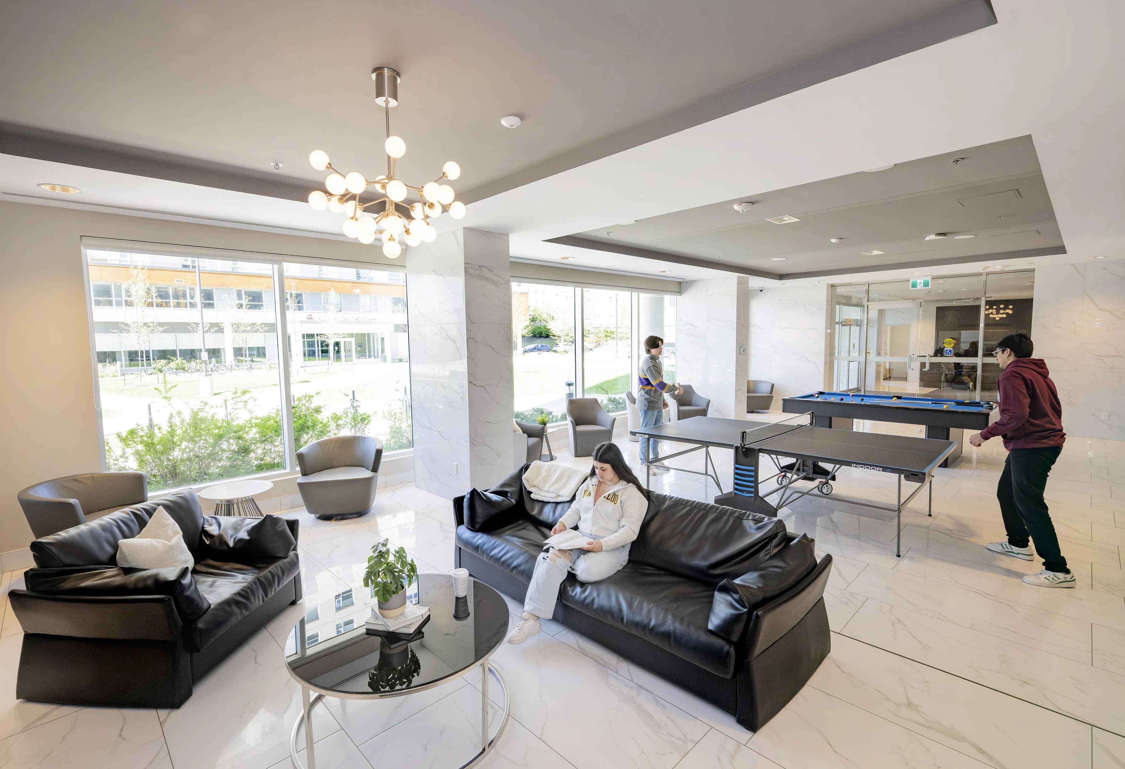 Chic lounge with ping pong and pool table